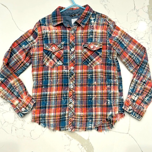 Youth boys Joe’s Jeans plaid button down size 6 made to look worn and vintage - Picture 1 of 7
